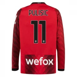 Camiseta Fútbol AC Milan Christian Pulisic #11 2023-24 Primera Equipación Hombre Manga Larga