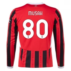 Camiseta Fútbol AC Milan Musah #80 2024-25 Primera Equipación Hombre Manga Larga