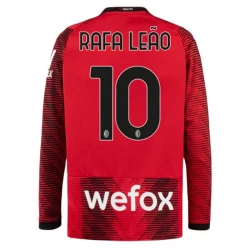 Camiseta Fútbol AC Milan Rafa Leao #10 2023-24 Primera Equipación Hombre Manga Larga