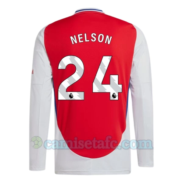 Camiseta Fútbol Arsenal FC Nelson #24 2024-25 Primera Equipación Hombre Manga Larga