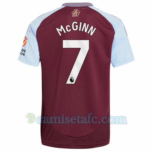 Camiseta Fútbol Aston Villa McGinn #7 2024-25 Primera Equipación Hombre