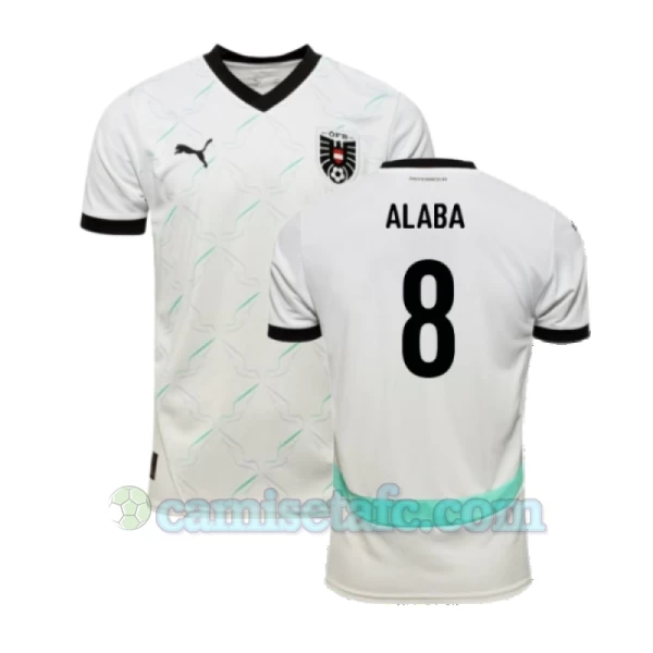 Camiseta Fútbol Austria David Alaba #8 Eurocopa 2024 Segunda Hombre Equipación