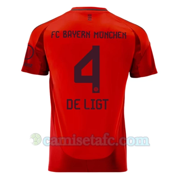 Camiseta Fútbol Bayern Múnich De Ligt #4 2024-25 Primera Equipación Hombre