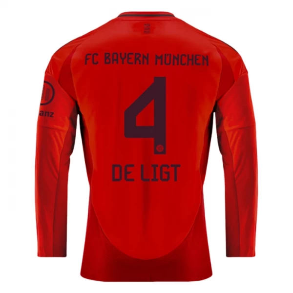 Camiseta Fútbol Bayern Múnich De Ligt #4 2024-25 Primera Equipación Hombre Manga Larga
