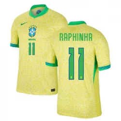 Camiseta Fútbol Brasil Raphinha #11 Copa America 2024 Primera Hombre Equipación