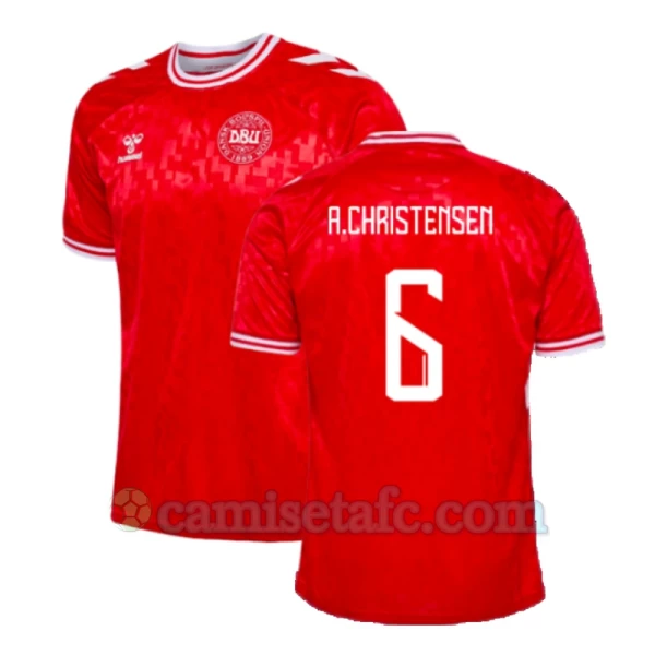 Camiseta Fútbol Dinamarca A.Christensen #6 Eurocopa 2024 Primera Hombre Equipación