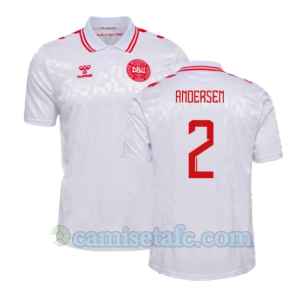 Camiseta Fútbol Dinamarca Andersen #2 Eurocopa 2024 Segunda Hombre Equipación