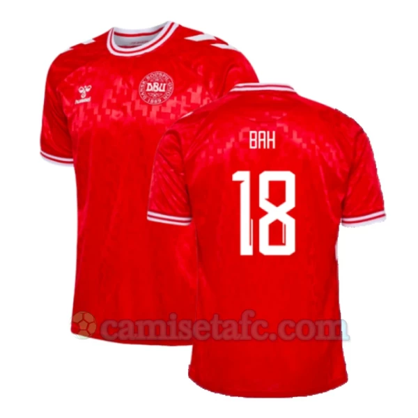 Camiseta Fútbol Dinamarca Bah #18 Eurocopa 2024 Primera Hombre Equipación