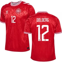 Camiseta Fútbol Dinamarca Dolberg #12 Eurocopa 2024 Primera Hombre Equipación
