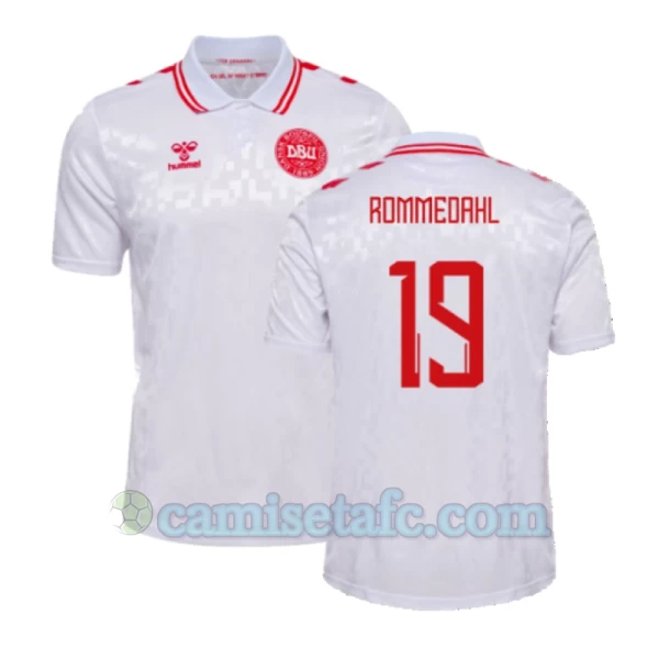 Camiseta Fútbol Dinamarca Rommedahl #19 Eurocopa 2024 Segunda Hombre Equipación