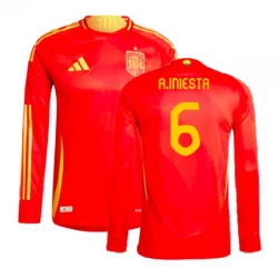 Camiseta Fútbol España A. Iniesta #6 Eurocopa 2024 Primera Hombre Equipación Manga Larga