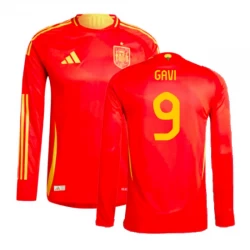 Camiseta Fútbol España Gavi #9 Eurocopa 2024 Primera Hombre Equipación Manga Larga