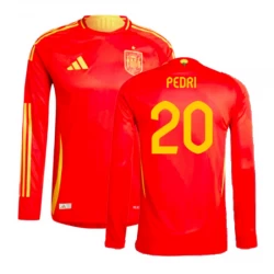 Camiseta Fútbol España Pedri #20 Eurocopa 2024 Primera Hombre Equipación Manga Larga