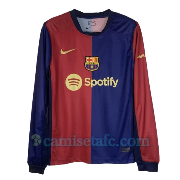 Camiseta Fútbol FC Barcelona 2024-25 Primera Equipación Hombre Manga Larga