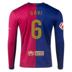 Camiseta Fútbol FC Barcelona Gavi #6 2024-25 Primera Equipación Hombre Manga Larga