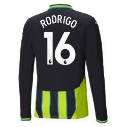 Camiseta Fútbol Manchester City 2024-25 Rodrigo #16 Segunda Equipación Hombre Manga Larga