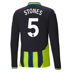 Camiseta Fútbol Manchester City 2024-25 Stones #5 Segunda Equipación Hombre Manga Larga