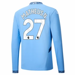 Camiseta Fútbol Manchester City Matheus N. #27 2024-25 Primera Equipación Hombre Manga Larga