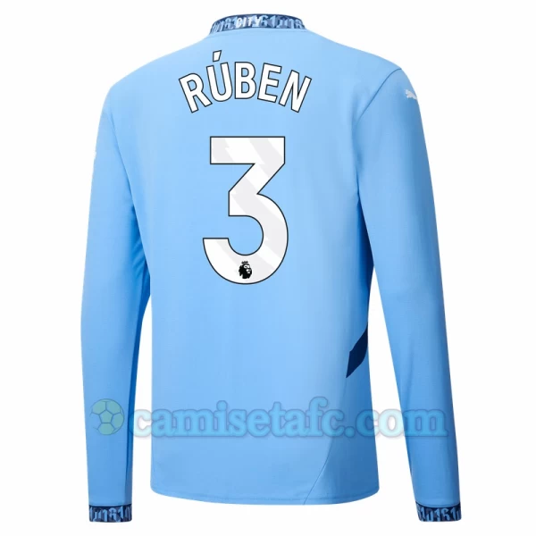 Camiseta Fútbol Manchester City Rúben Dias #3 2024-25 Primera Equipación Hombre Manga Larga