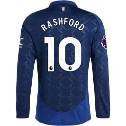 Camiseta Fútbol Manchester United 2024-25 Marcus Rashford #10 Segunda Equipación Hombre Manga Larga