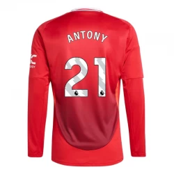 Camiseta Fútbol Manchester United Antony #21 2024-25 Primera Equipación Hombre Manga Larga