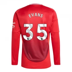 Camiseta Fútbol Manchester United Evans #35 2024-25 Primera Equipación Hombre Manga Larga