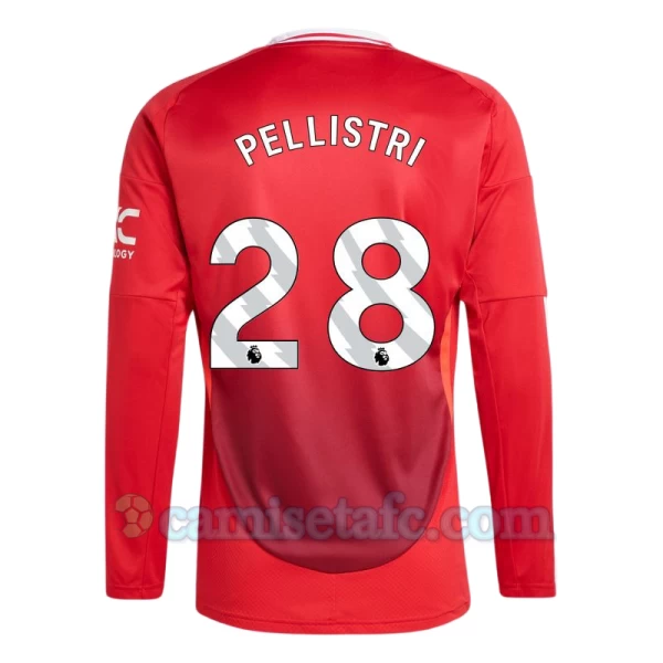 Camiseta Fútbol Manchester United Pellistri #28 2024-25 Primera Equipación Hombre Manga Larga