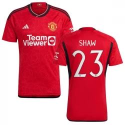 Camiseta Fútbol Manchester United Shaw #23 2023-24 UCL Primera Equipación Hombre