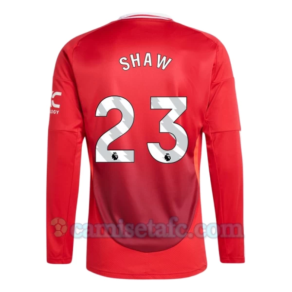 Camiseta Fútbol Manchester United Shaw #23 2024-25 Primera Equipación Hombre Manga Larga