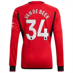 Camiseta Fútbol Manchester United Van De Beek #34 2023-24 Primera Equipación Hombre Manga Larga
