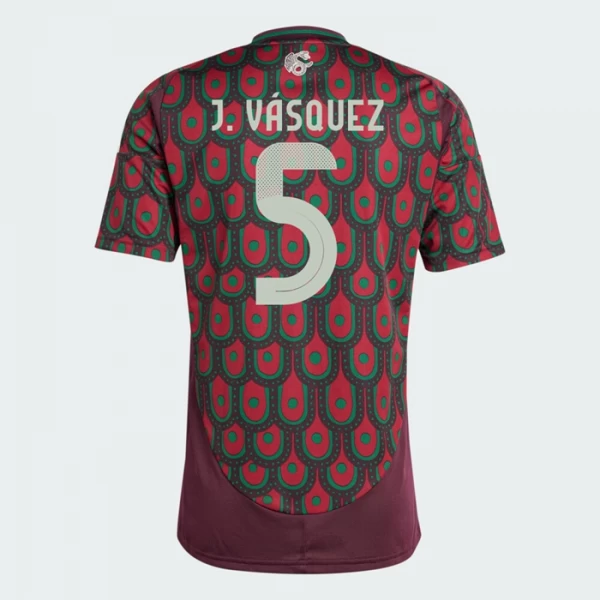 Camiseta Fútbol México J. Vasquez #5 Copa America 2024 Primera Hombre Equipación