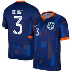 Camiseta Fútbol Países Bajos De Ligt #3 Eurocopa 2024 Segunda Hombre Equipación
