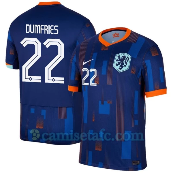 Camiseta Fútbol Países Bajos Dumfries #22 Eurocopa 2024 Segunda Hombre Equipación