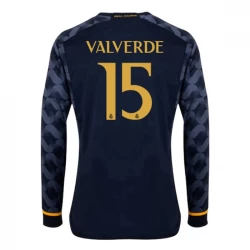 Camiseta Fútbol Real Madrid 2023-24 Federico Valverde #15 Segunda Equipación Hombre Manga Larga