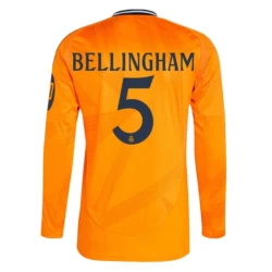 Camiseta Fútbol Real Madrid 2024-25 HP Jude Bellingham #5 Segunda Equipación Hombre Manga Larga