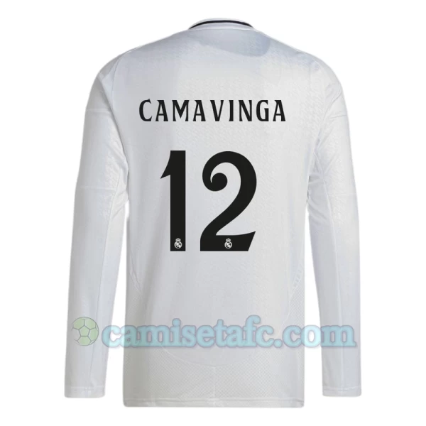 Camiseta Fútbol Real Madrid Camavinga #12 2024-25 Primera Equipación Hombre Manga Larga