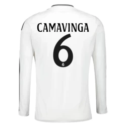 Camiseta Fútbol Real Madrid Eduardo Camavinga #6 2024-25 Primera Equipación Hombre Manga Larga