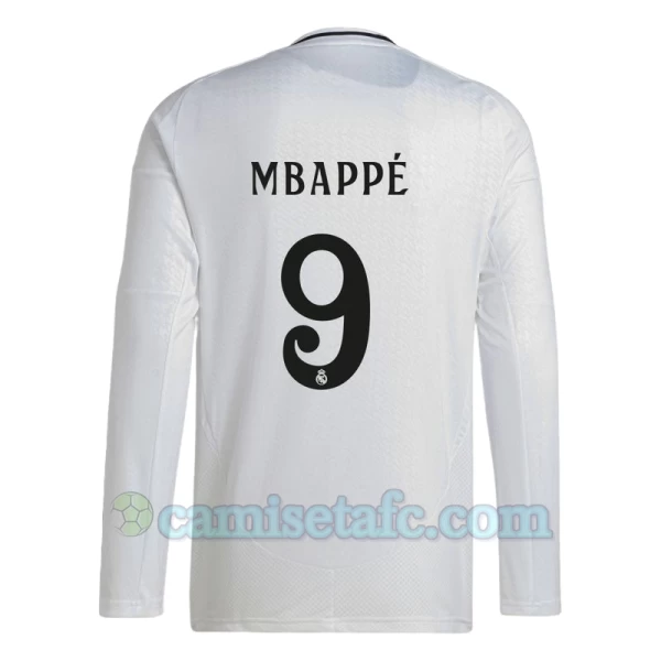 Camiseta Fútbol Real Madrid Mbappe #9 2024-25 Primera Equipación Hombre Manga Larga