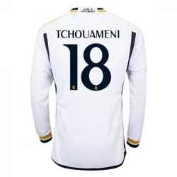 Camiseta Fútbol Real Madrid Tchouameni #18 2023-24 Primera Equipación Hombre Manga Larga