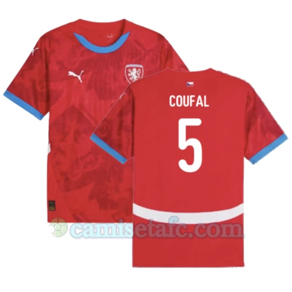 Camiseta Fútbol República Checa Coufal #5 Eurocopa 2024 Primera Hombre Equipación