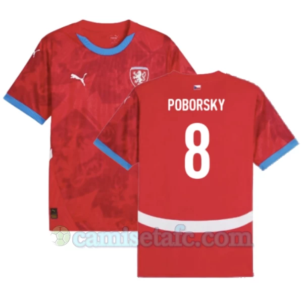 Camiseta Fútbol República Checa Poborsky #8 Eurocopa 2024 Primera Hombre Equipación