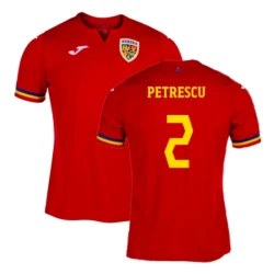 Camiseta Fútbol Rumania Petrescu #2 Eurocopa 2024 Segunda Hombre Equipación