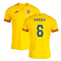 Camiseta Fútbol Rumania Popescu #6 Eurocopa 2024 Primera Hombre Equipación