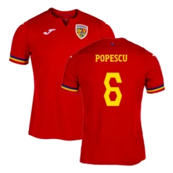 Camiseta Fútbol Rumania Popescu #6 Eurocopa 2024 Segunda Hombre Equipación