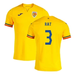 Camiseta Fútbol Rumania Rat #3 Eurocopa 2024 Primera Hombre Equipación