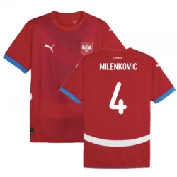 Camiseta Fútbol Serbia Milenkovic #4 Eurocopa 2024 Primera Hombre Equipación