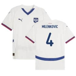 Camiseta Fútbol Serbia Milenkovic #4 Eurocopa 2024 Segunda Hombre Equipación