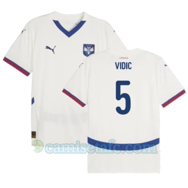 Camiseta Fútbol Serbia Vidic #5 Eurocopa 2024 Segunda Hombre Equipación