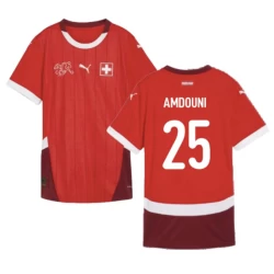 Camiseta Fútbol Suiza Amdouni #25 Eurocopa 2024 Primera Hombre Equipación