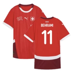 Camiseta Fútbol Suiza Behrami #11 Eurocopa 2024 Primera Hombre Equipación